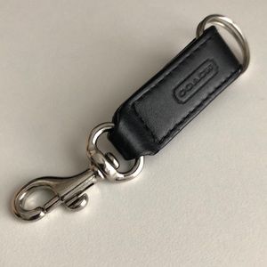 COACH key fob black leather